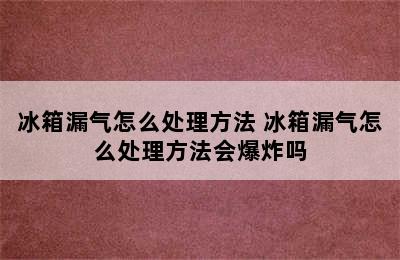 冰箱漏气怎么处理方法 冰箱漏气怎么处理方法会爆炸吗